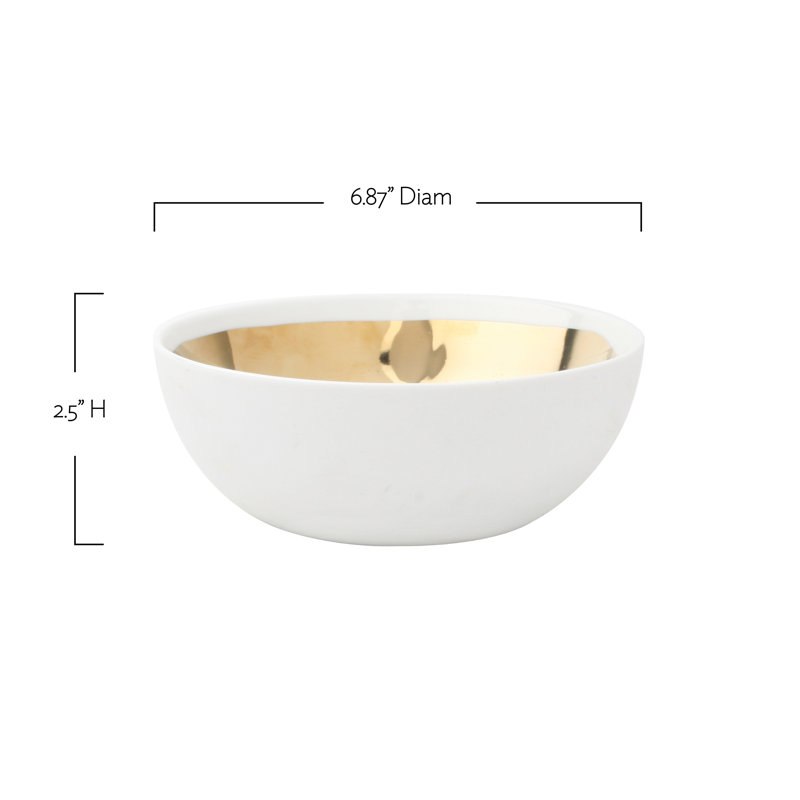 Canvas Home Dauville Porcelain Metallic Extra Large Bowl, White/Platinum Glaze
