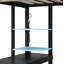 Lit mezzanine double en bois avec bureau, garde-robe ouverte et lumière RVB bleue-1786158651