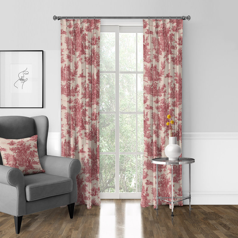 Rideau simple obscurcissant Toile De Jouy, Noir, l 20 po x L 84 po