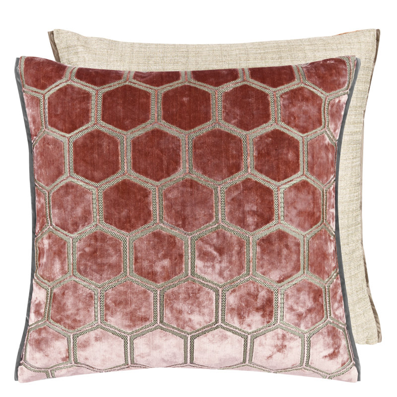 Manipur Velvet Decorative Pillow, Coral, 22"H x 22"W