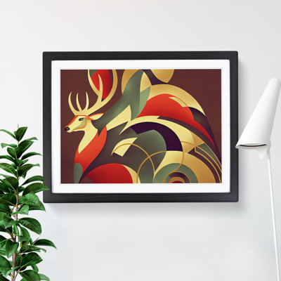 Stag Deer Deco Abstract - Single Picture Frame Print