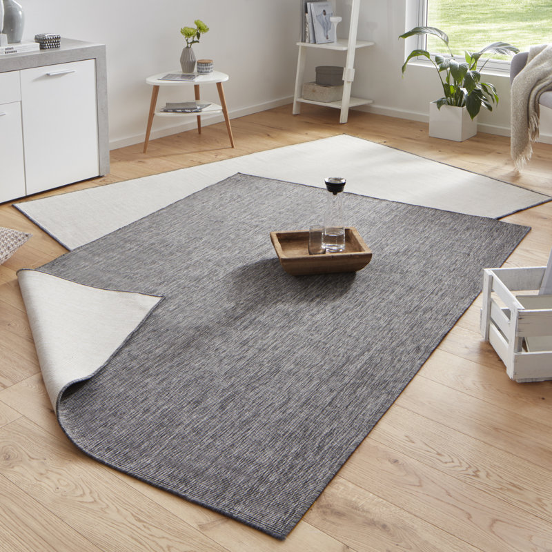 Miami Flatweave Grey Rug, Rectangular 120 x 170cm