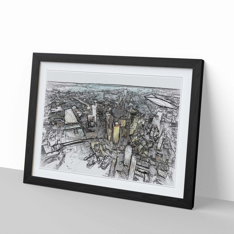 Boston Massachusetts in Abstract - Picture Frame Graphic Art Print, Black Framed, 62cm H x 87cm W x 2cm D