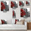 Arbre rouge sur noir et blanc New York City Street - horloge murale industrielle-443948585