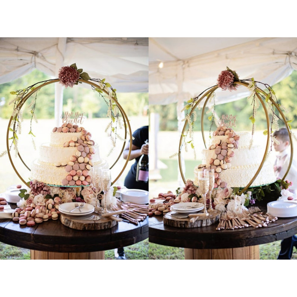 BRIDAL AND PRESENT Double-Hoop Metal Cake Stand Centerpiece For Wedding ...
