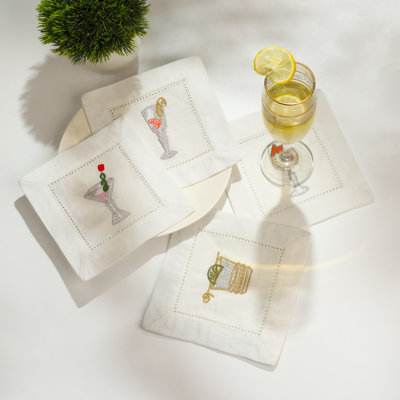 Serviettes de cocktail brodées Stemware