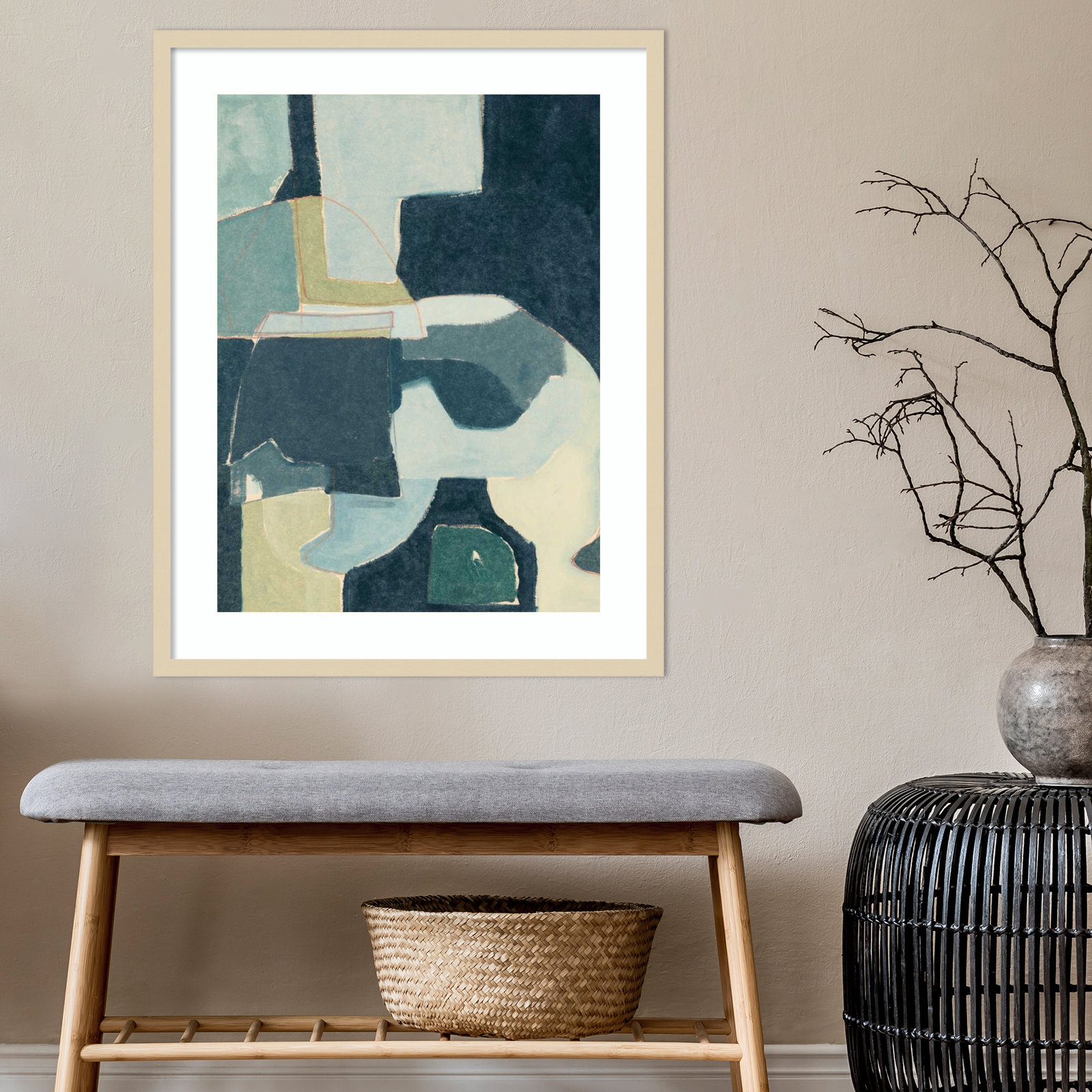 Blue Note III by Rob Delamater, Brown Framed, 33" H x 26" W x 1" D