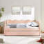 Lit de jour double en vichy double avec couchette simple sans sommier, avec port USB et adorable tissu en forme de vague-1983427196