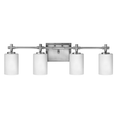Laurel 2-Light Bath Vanity Fixture with Etched Opal Cylindrical Shades
