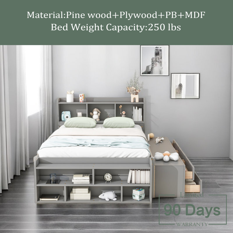 Bookcase Bed, Gray