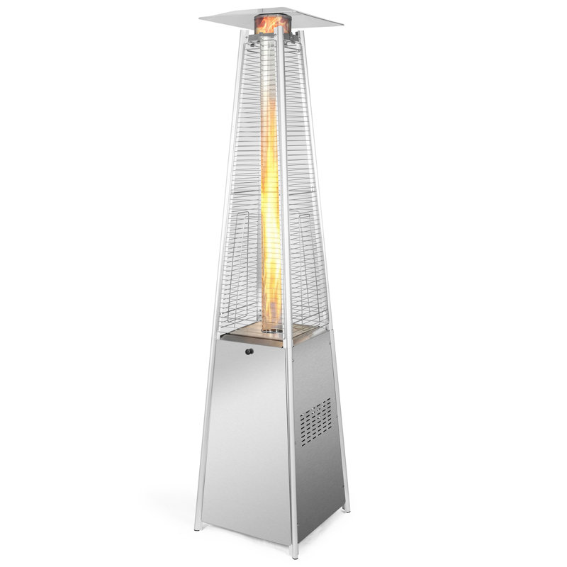 Chauffe-terrasse en forme de pyramide de 48 000 BTU avec conception et allumage en acier inoxydable, idéal pour le balcon de la cour arrière pour 6 à 8 personnes