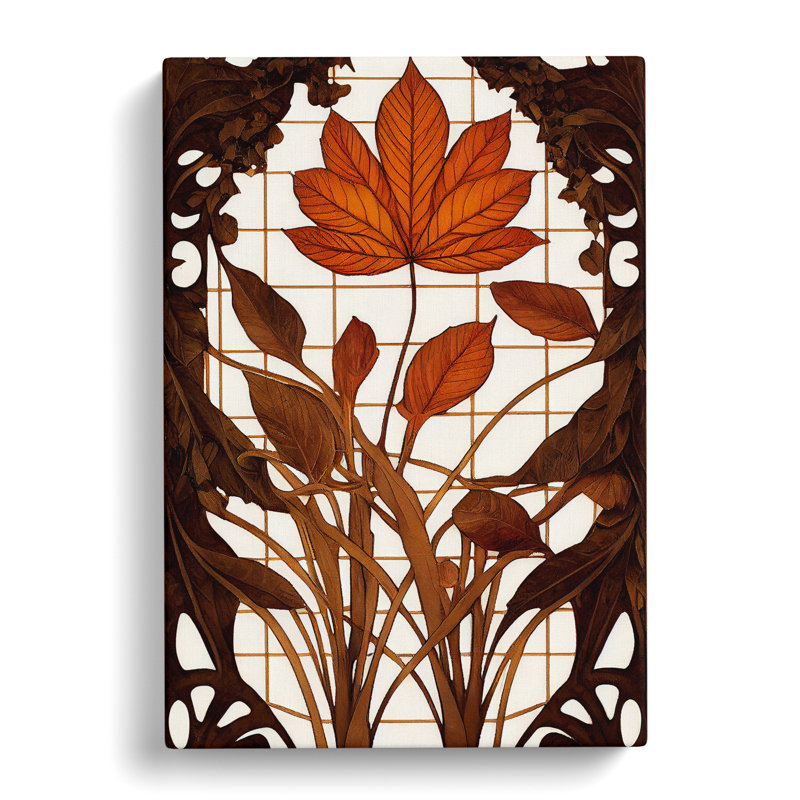 Art Nouveau Leaves - Wrapped Canvas Print, 60cm H x 40cm W x 3cm D