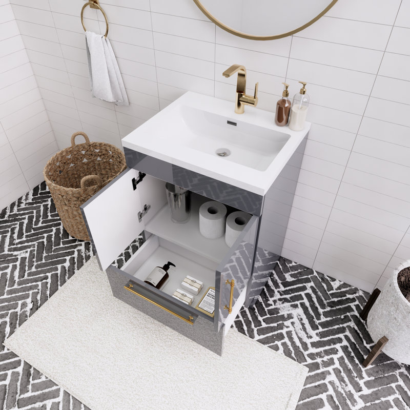 Meuble-lavabo simple Spring, Gris, 24"