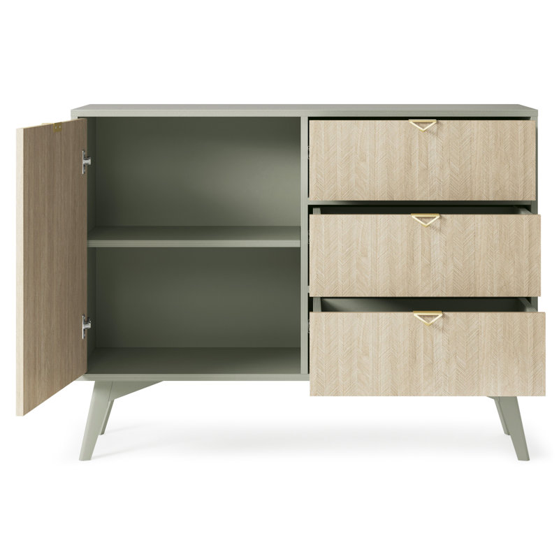 Agawam 106cm Sideboard, Light Sage Matt/Oak Scandi