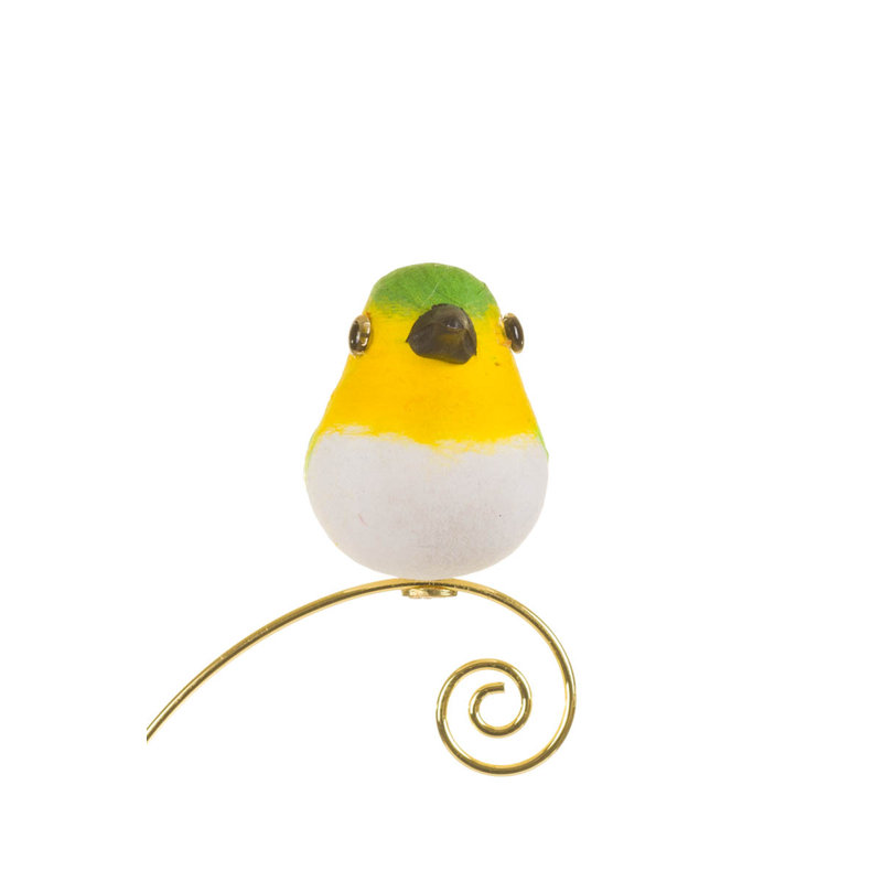 Ornement d'oiseau jaune et vert à plumes, paquet de 10