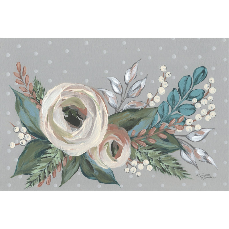 «Floral Beauty» par Michele Norman sur, H 24 po x l 36 po, Non, Toile avec cadre blanc