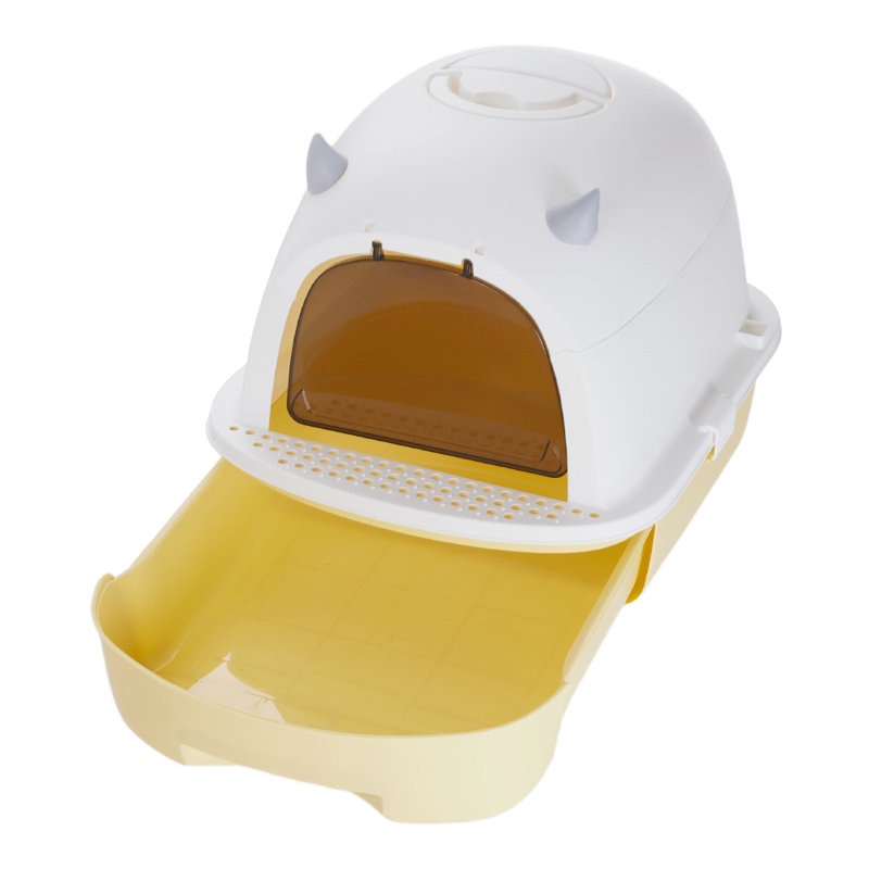 Polyethylene Plastic Litter Box with Scoop, Yellow