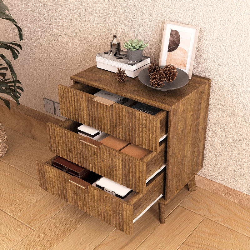 Commode 3 tiroirs Ladanna, Noyer