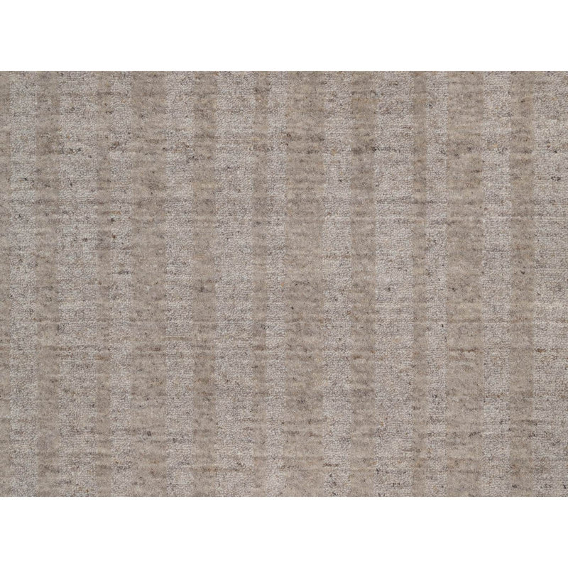 Tapis oriental brun 8 pi 1 po x 10 pi brun clair, tissé à la main, effet sel et poivre avec motif à rayures verticales