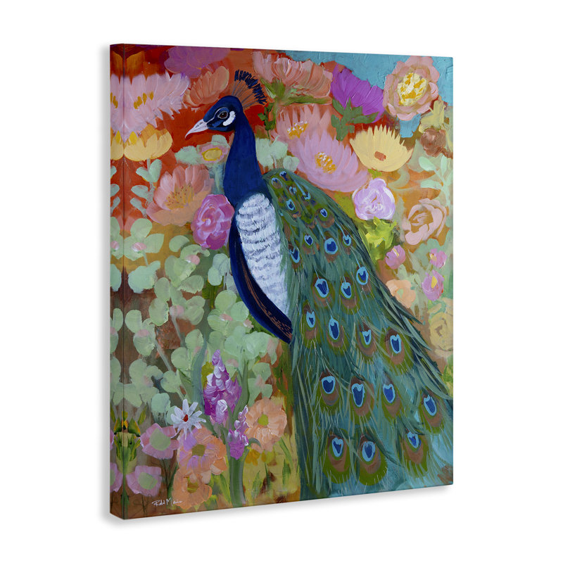 "Bundle of Florals & Peacock", art mural par Robin Maria, H 30 po x l 24 po