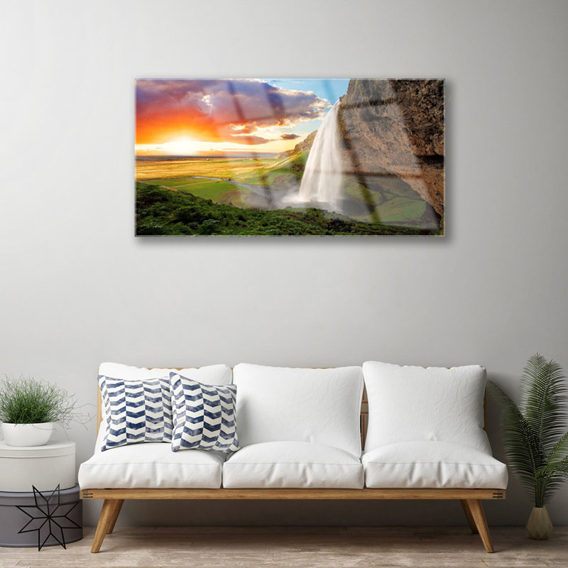 Mountain Waterfall - Unframed Photograph on Glass
