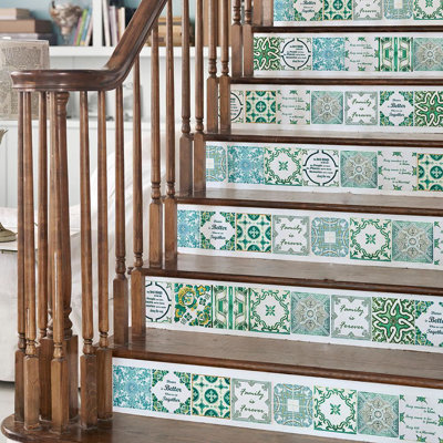 English Quote Vintage Green Tile Sticker 15cm x 15cm PVC