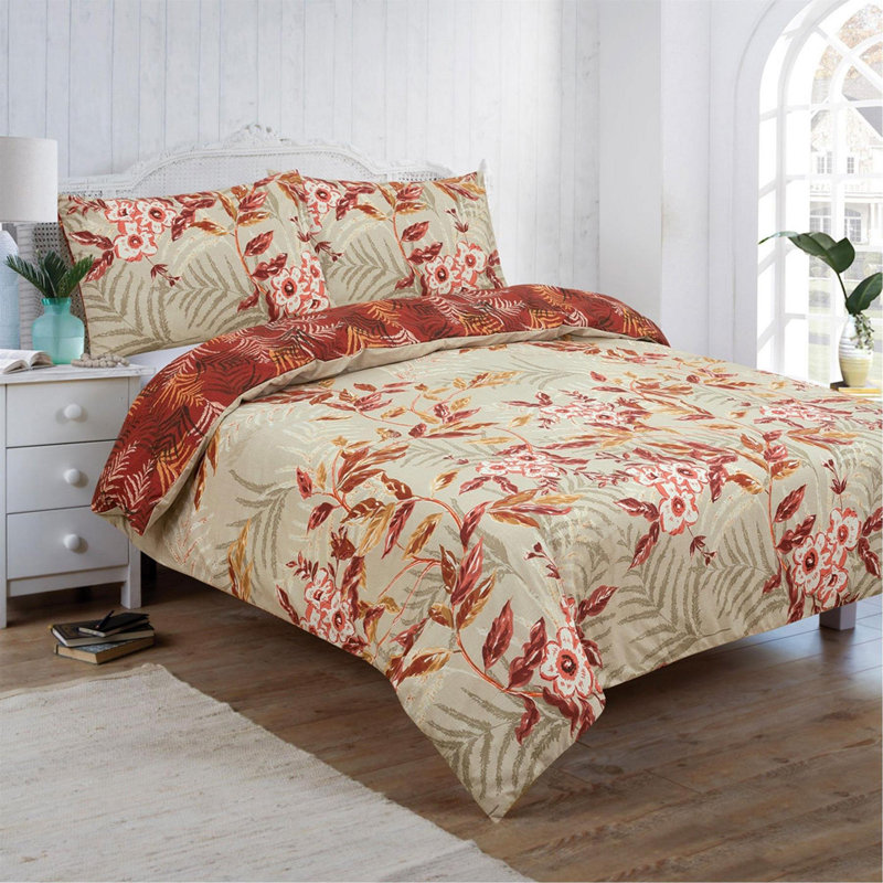 Guarascio Cotton Blend, Polyester Floral Duvet Cover Set with Pillowcases, Double - 2 Standard Pillowcases