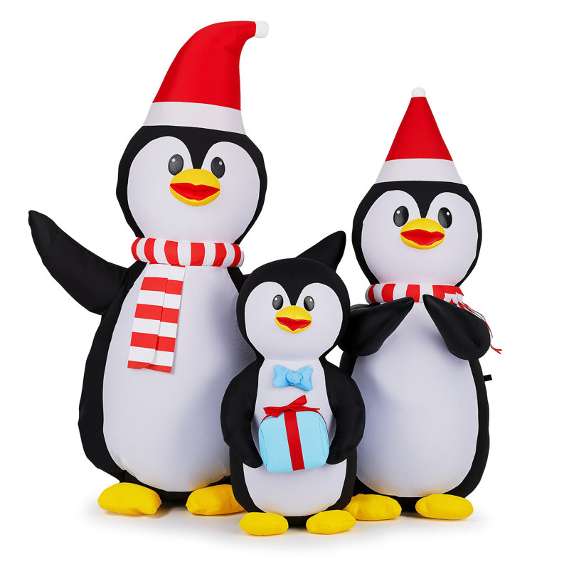 Décoration gonflable de Noël famille de pingouins éclairée 6 pi