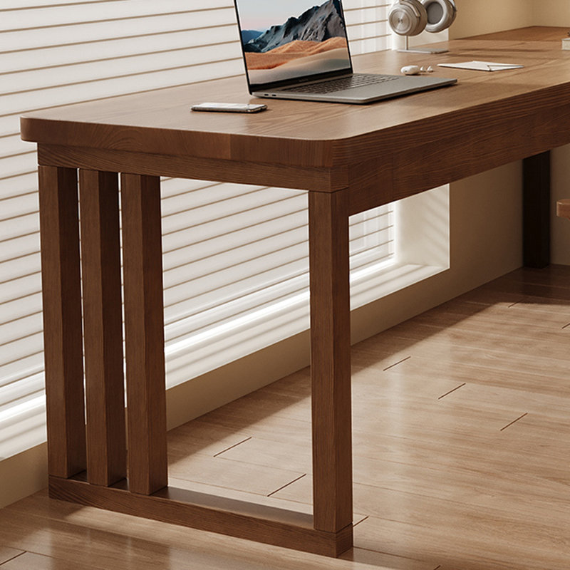 Bureau en bois de noyer massif en L avec 3 tiroirs, Retour à droite, H 29,53 po x l 70,87 po x P 47,24 po