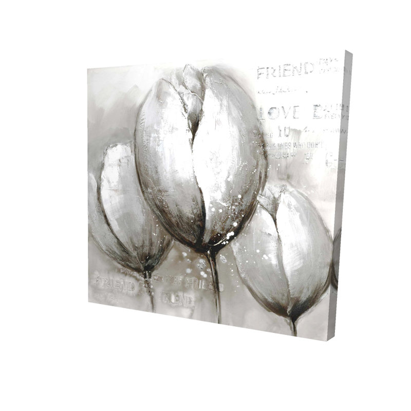 Trois tulipes blanches, art floral botanique