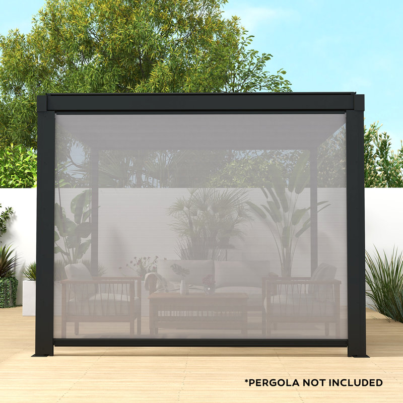 80/88S  Aluminum Pull Down  Screen for Pergola Accessory, 10ft, Charcoal