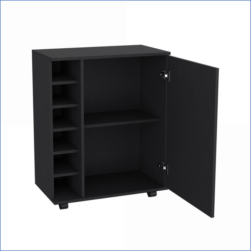 Chariot-bar de style moderne | Salon | Noir | Bois d'ingénierie