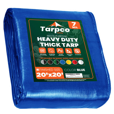Heavy Duty 20' X 20', White, Waterproof Tarpaulin Cover 7 Mil Thick with Reinforced Edges and Metal Grommets for Camping, Roofing, Pool and Boat Protection