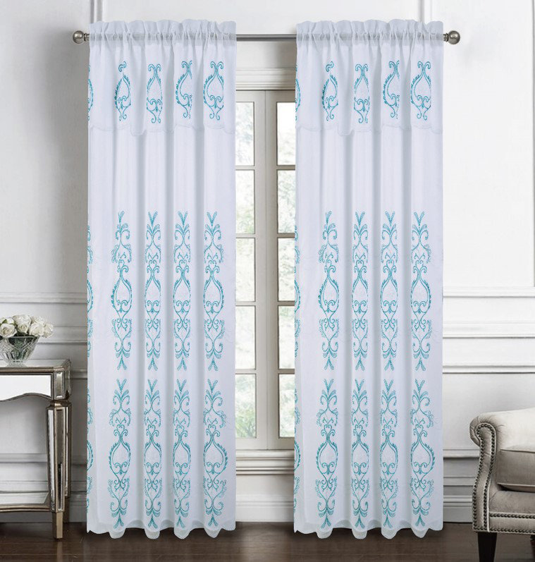 Rideau en polyester Mckenzi, Bleu sarcelle