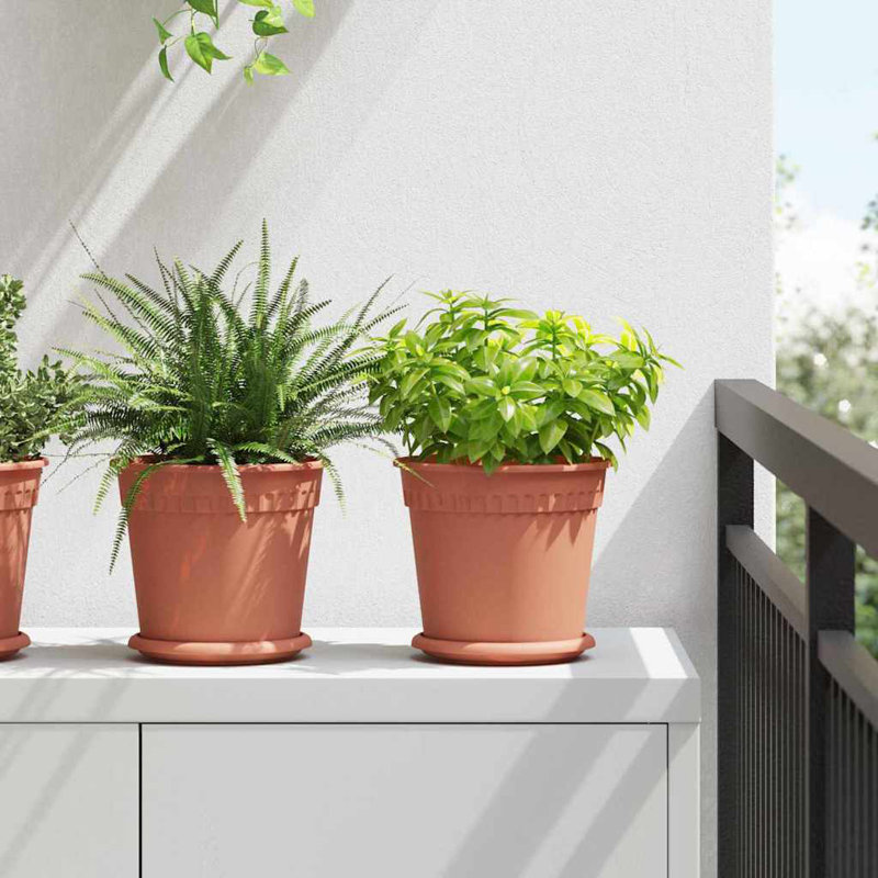 Pot Planter, 16cm H x 19cm W x 19cm D, Brick Red