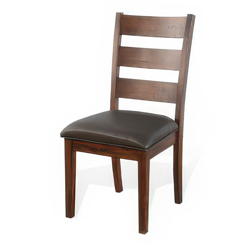 Ensemble de 2 chaises de salle à manger Reggie, dossier échelle, similicuir gris foncé, brun