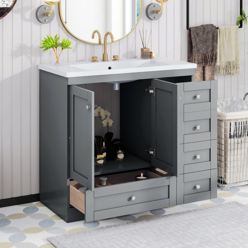 Rimpy 17.9'' Single Bathroom Vanity with Top, Gray