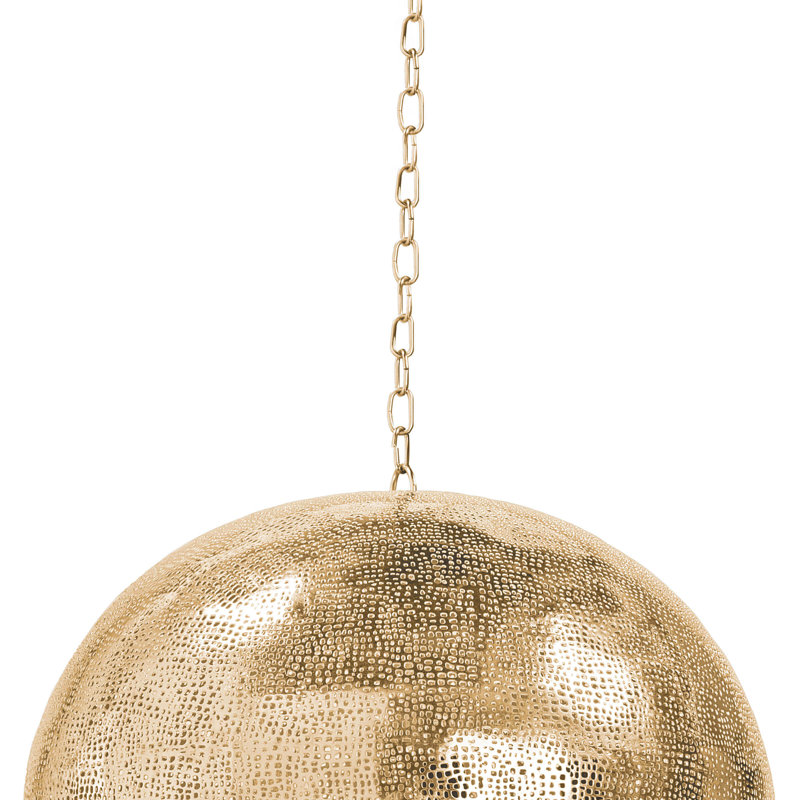 Pierced Metal Sphere Pendant, Natural Brass