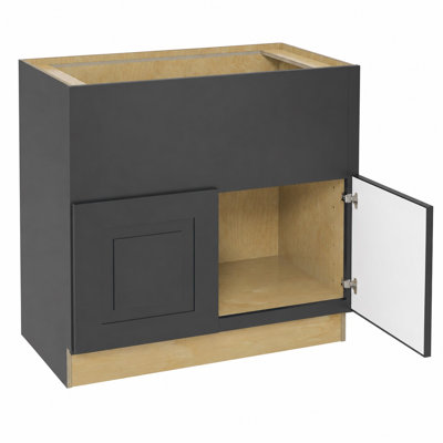 Gallery Express Ellison Assembled 36 in W X 24 in D X 34.5 in H Farm Sink Base Kitchen Cabinet with Sft Close in Onyx
