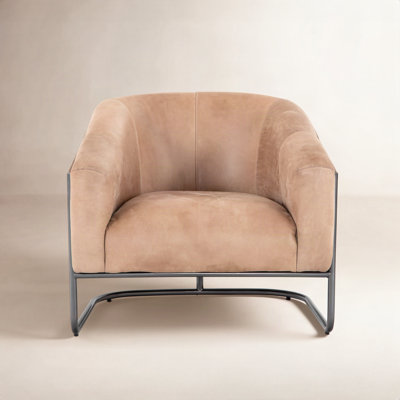 Pereda Genuine Leather Barrel Chair