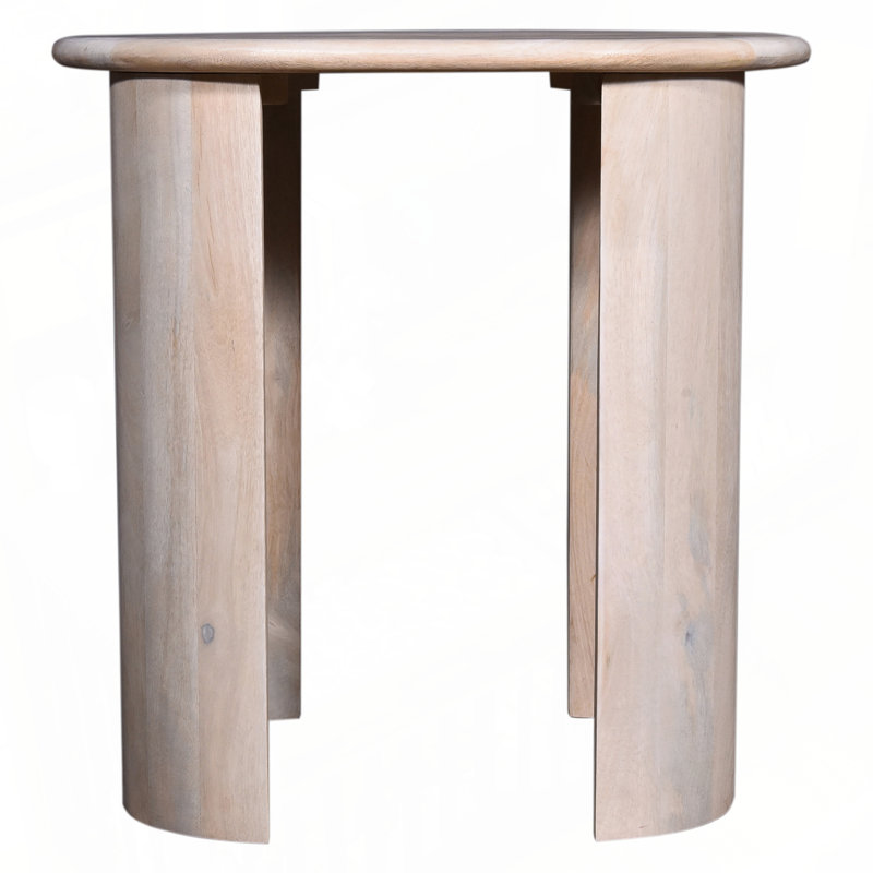 Table d'appoint ovale rustique à finition blanche rustique, table d'appoint en bois massif de salon