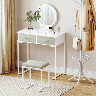 Irmlind Dressing Table with Mirror and Seat and Storage Included
