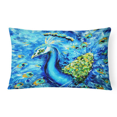 Peacock Outdoor Reversible Throw Pillow