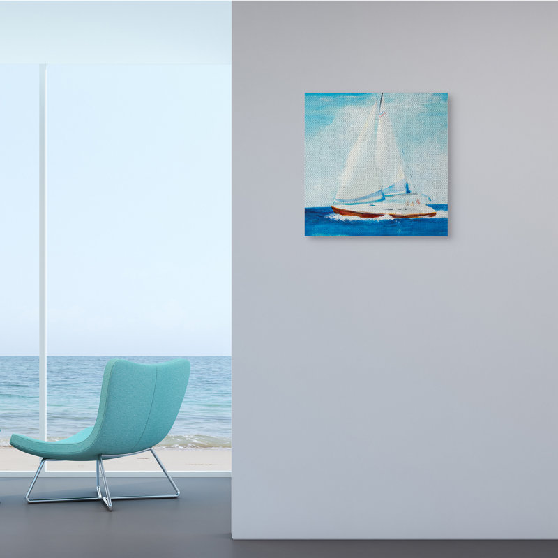 Voilier doux traditionnel d'été «Blue Waves» par Jill Martin - impression, Toile tendue, H 17 po x l 17 po x P 1,5 po