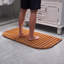 Tapis de salle de bain en bois de teck massif, tapis antidérapant en forme d'éventail