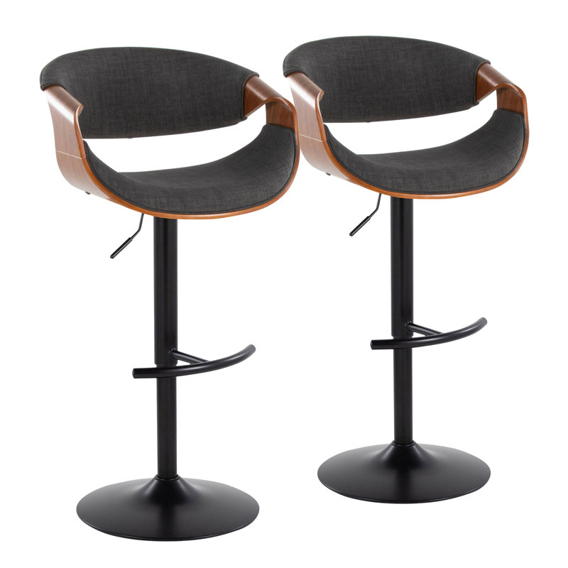 Tabouret de bar Curvo, Gris anthracite/noir