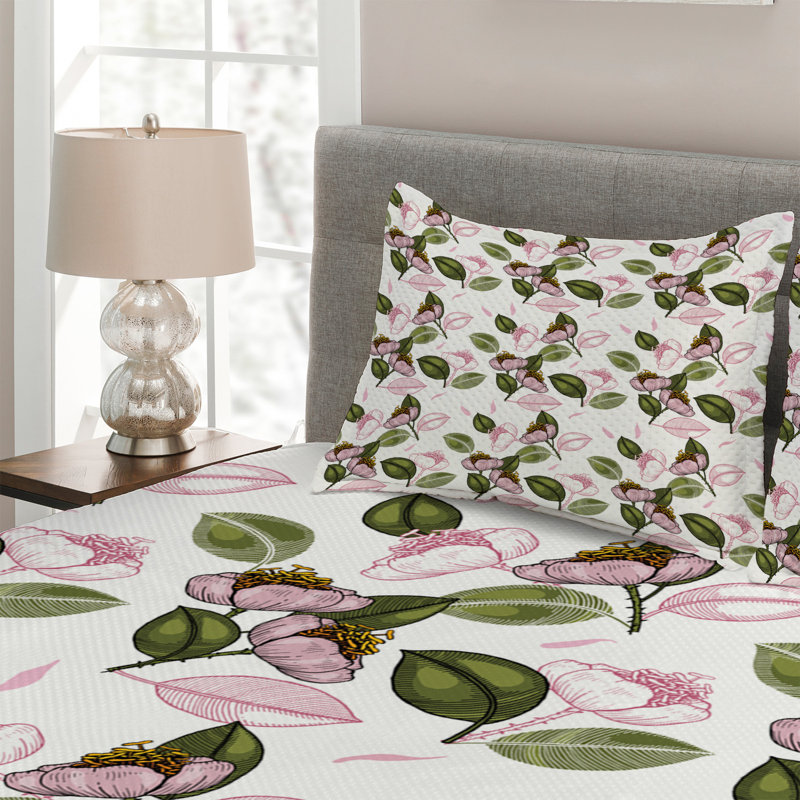 Bunny Polyester Floral Coverlet, King Bedspread + 2 Shams