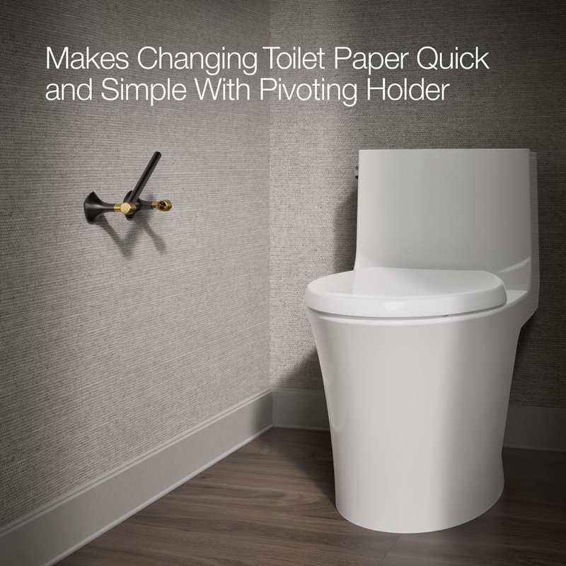 Occasion Pivoting Toilet Paper Holder, Matte Black/Gold