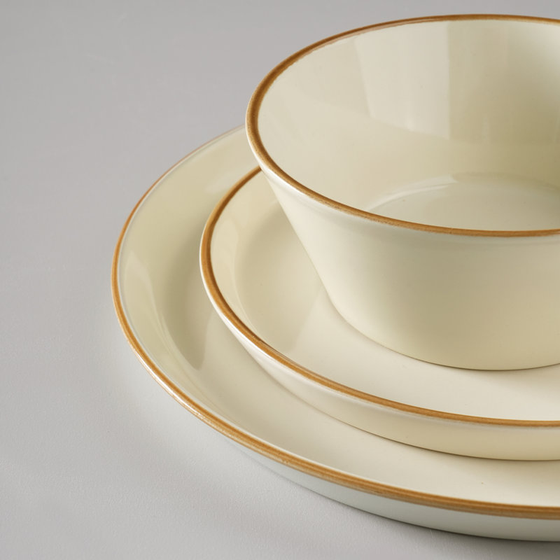 Ensemble de vaisselle et assiettes 12 pièces Saturn, Blanc vanille