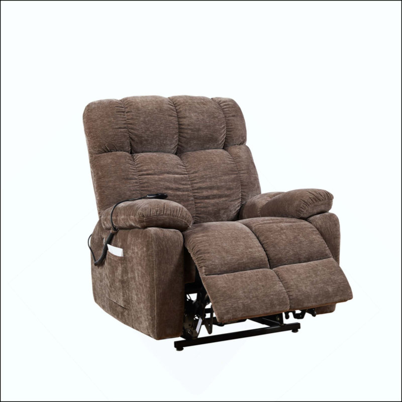 Dual OKIN Motor Power Lift Recliner Chair  For Elderly Infinite Position Lay Flat 180° Recliner With Heat Massage, Brown